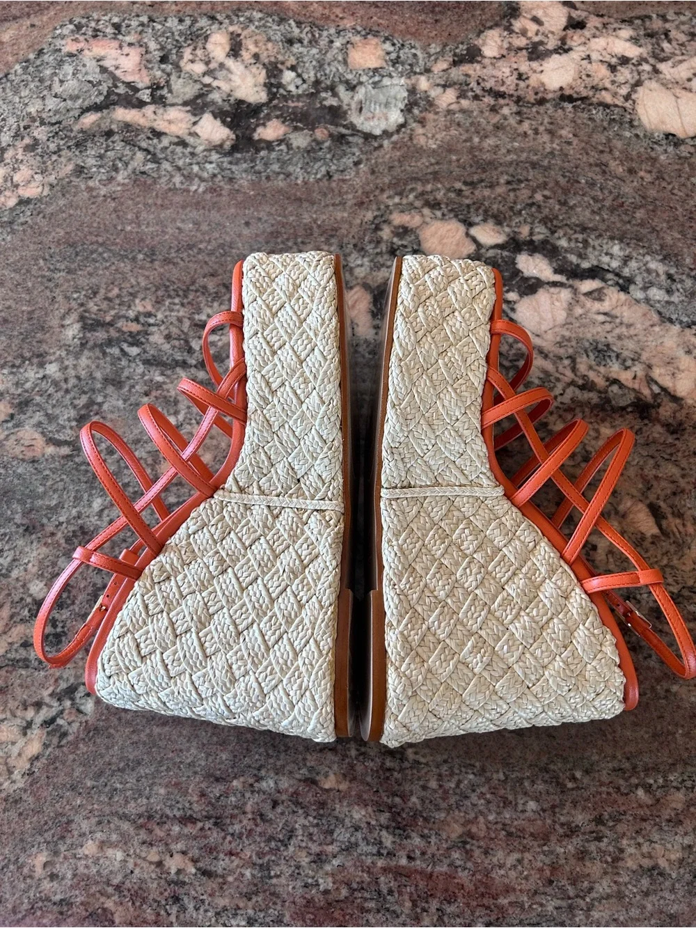 Castaner Orange Strappy Espadrille Wedge Sandals